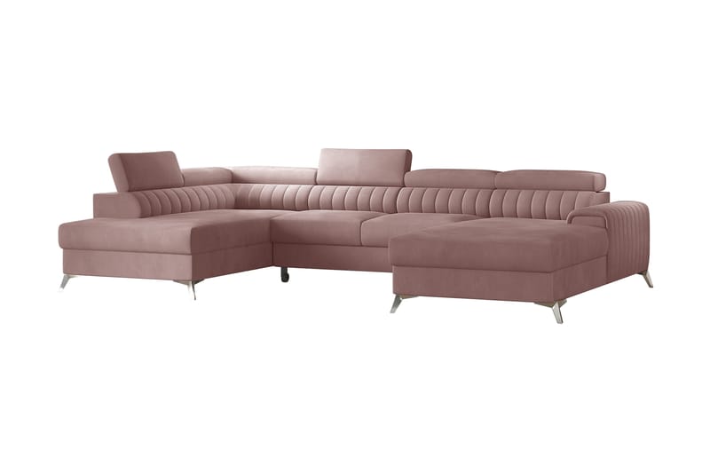 Sovesofa m. Divan og Sjeselong Kamiko med Oppbevaring - Rosa - Sovesofa divan