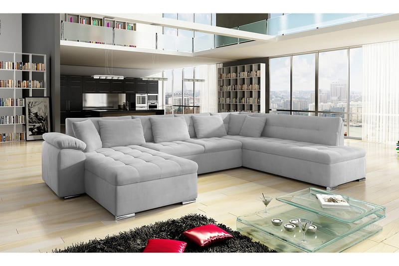 Sovesofa m. Divan og Sjeselong Sororia 4-seters - Hvit - Møbler - Sofaer - Sovesofaer - Sovesofa divan