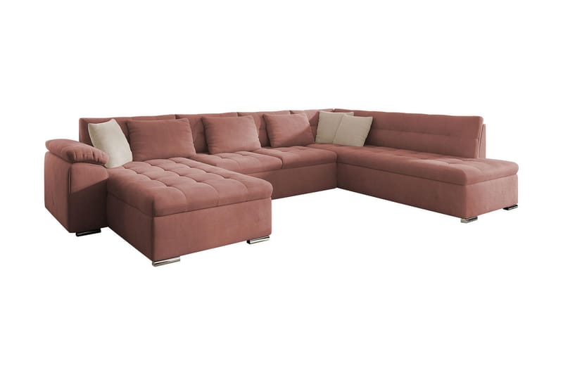Sovesofa m. Divan og Sjeselong Sororia 4-seters - Rosa - Møbler - Sofaer - Sovesofaer - Sovesofa divan