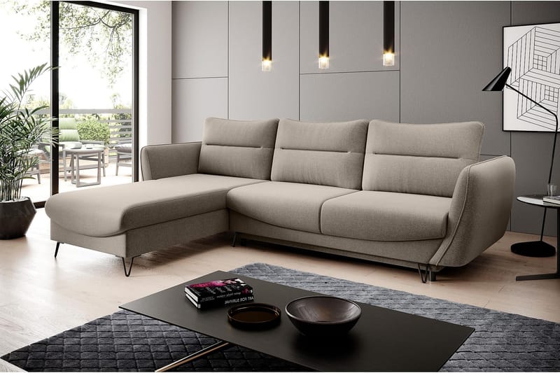 Sovesofa m. Divan Swentzel Oppbevaring - Beige - Sovesofa divan