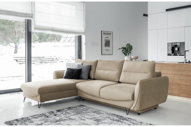 Sovesofa m. Divan Swentzel Oppbevaring - Beige - Sovesofa divan