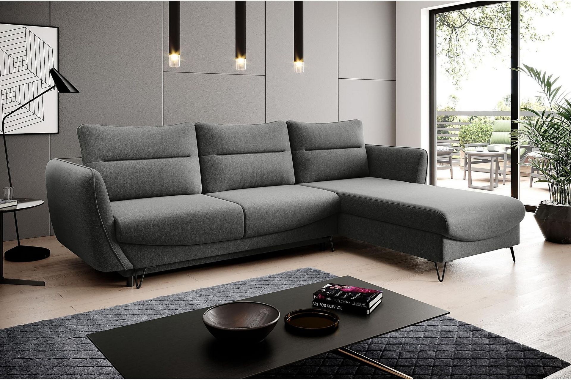 Sovesofa m. Divan Swentzel Oppbevaring - Grå - Møbler - Sofaer - Sovesofaer - Sovesofa divan