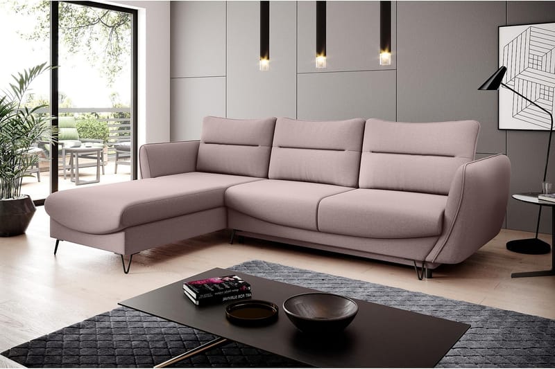 Sovesofa m. Divan Swentzel Oppbevaring - Lyserosa - Møbler - Sofaer - Sovesofaer - Sovesofa divan