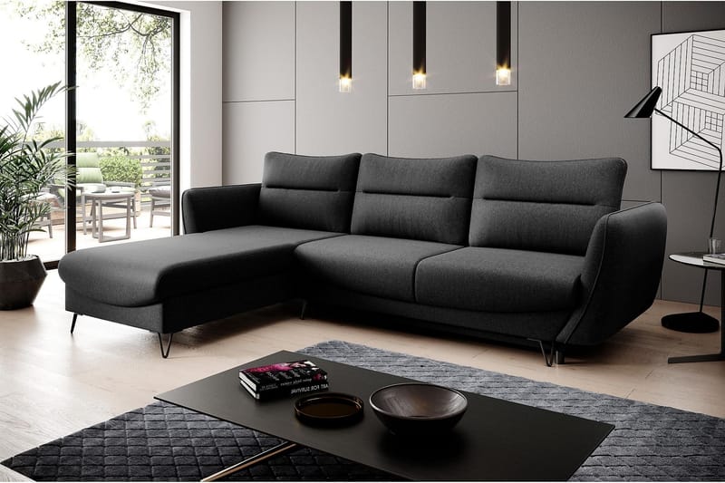 Sovesofa m. Divan Swentzel Oppbevaring - Svart - Sovesofa divan