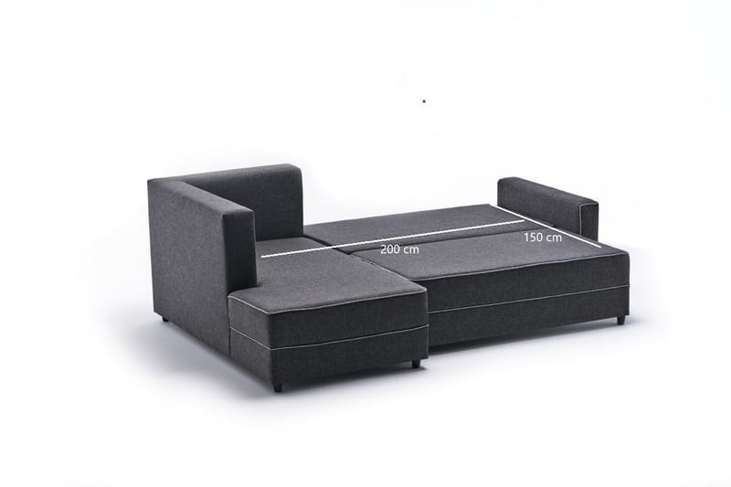 Sovesofa m. Divan Windwhistle 4-seters 200x150 - Antrasitt - Sovesofa divan