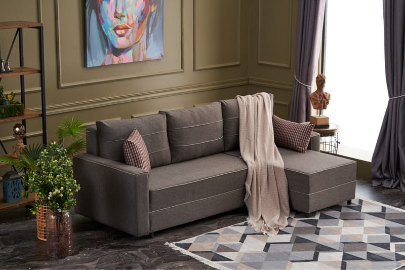 Sovesofa m. Divan Windwhistle 4-seters 200x150 - Brun - Sovesofa divan