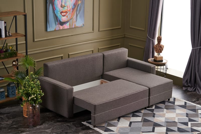 Sovesofa m. Divan Windwhistle 4-seters 200x150 - Brun - Sovesofa divan