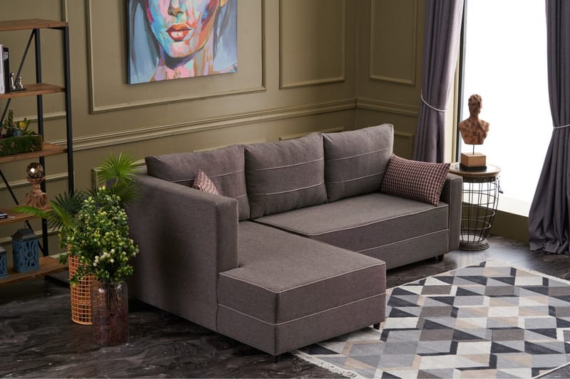 Sovesofa m. Divan Windwhistle 4-seters 200x150 - Brun - Sovesofa divan