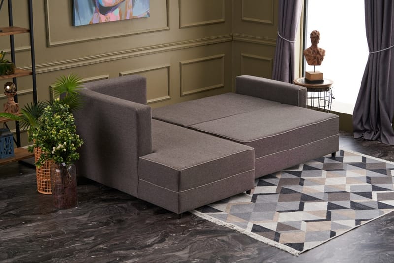 Sovesofa m. Divan Windwhistle 4-seters 200x150 - Brun - Sovesofa divan