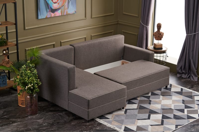 Sovesofa m. Divan Windwhistle 4-seters 200x150 - Brun - Sovesofa divan