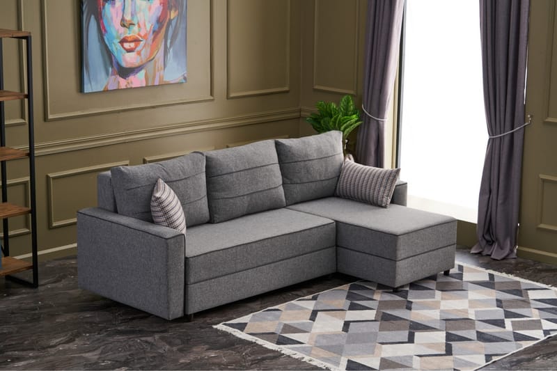 Sovesofa m. Divan Windwhistle 4-seters 200x150 - Grå - Sovesofa divan