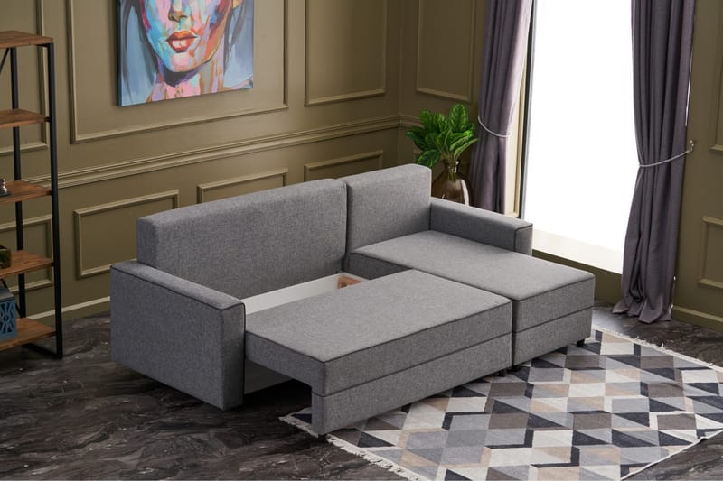 Sovesofa m. Divan Windwhistle 4-seters 200x150 - Grå - Sovesofa divan