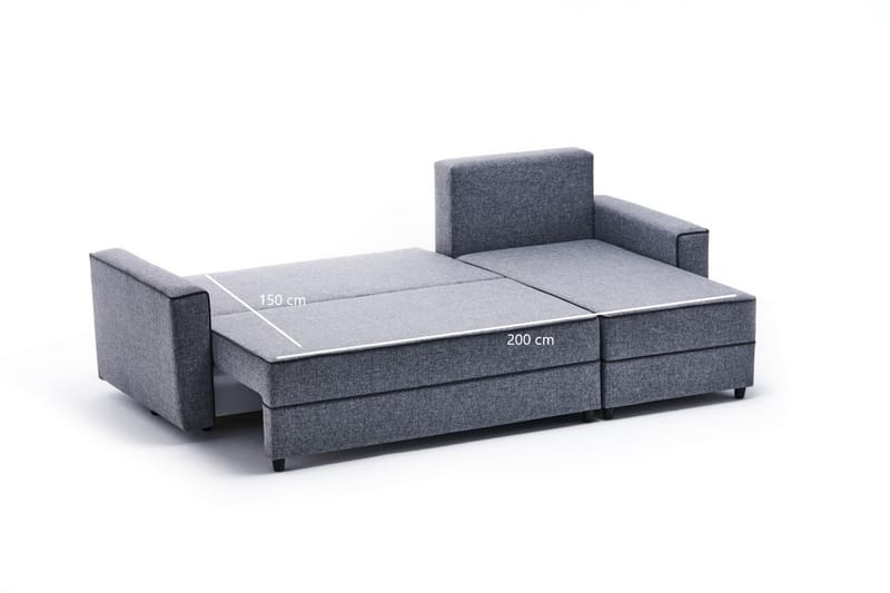 Sovesofa m. Divan Windwhistle 4-seters 200x150 - Grå - Sovesofa divan