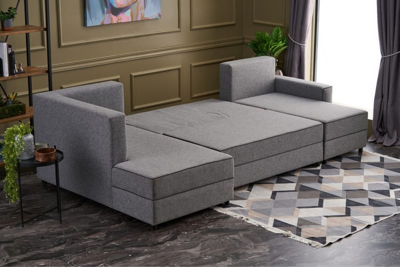 Sovesofa m. Divan Windwhistle 4-seters 200x150 - Grå - Sovesofa divan