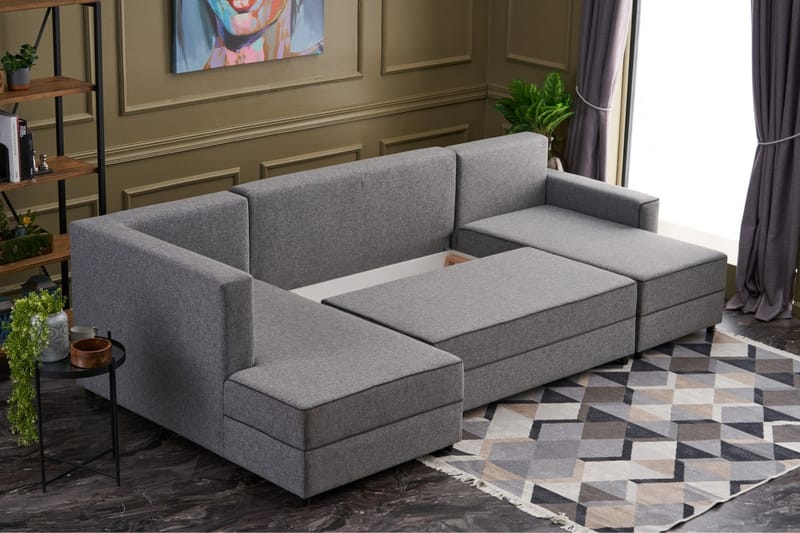 Sovesofa m. Divan Windwhistle 4-seters 200x150 - Grå - Sovesofa divan