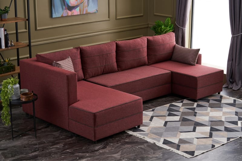 Sovesofa m. Divan Windwhistle 4-seters 200x150 - Rød - Sovesofa divan