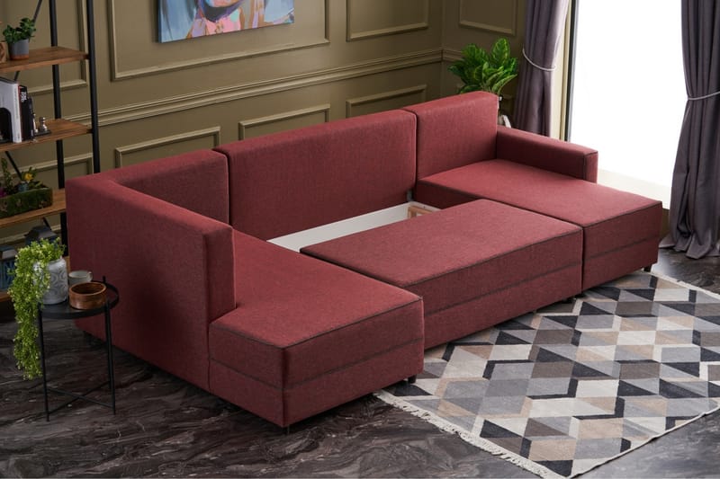 Sovesofa m. Divan Windwhistle 4-seters 200x150 - Rød - Sovesofa divan