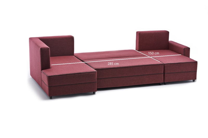 Sovesofa m. Divan Windwhistle 4-seters 200x150 - Rød - Sovesofa divan