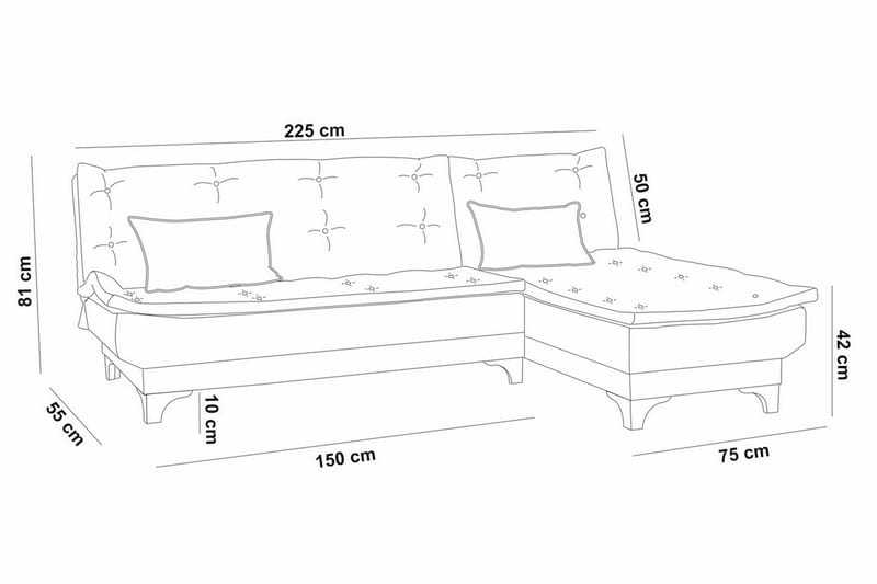 Sovesofa Mcmurdo med Divan Høyre - Brun - Sovesofa divan