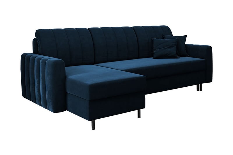 Sovesofa med divan - Blå - Fløyelssofaer - Sovesofa divan