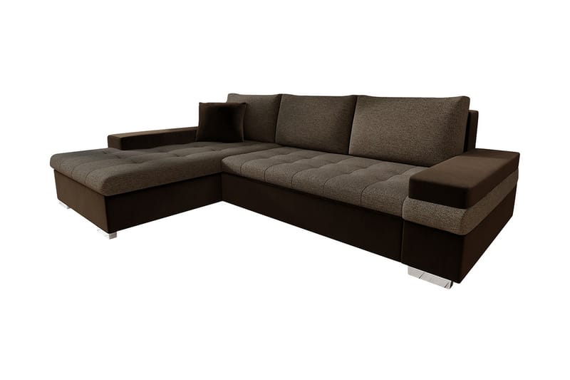 Sovesofa med divan - Brun - Sovesofa divan