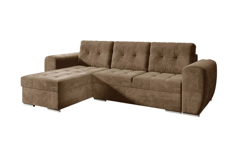 Sovesofa med divan - Brun - Fløyelssofaer - Sovesofa divan