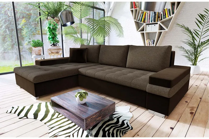 Sovesofa med divan - Brun - Møbler - Sofaer - Sovesofaer - Sovesofa divan