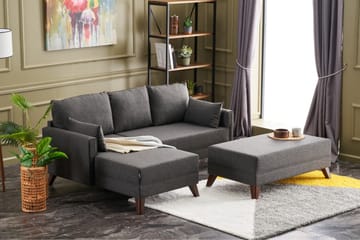 Sovesofa med Divan Burundi Mini Venstre - Antrasitt/Brun - Møbler - Sofaer - Sovesofaer - Sovesofa divan