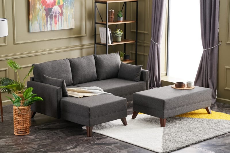 Sovesofa med Divan Burundi Mini Venstre - Antrasitt/Brun - Møbler - Sofaer - Sovesofaer - Sovesofa divan