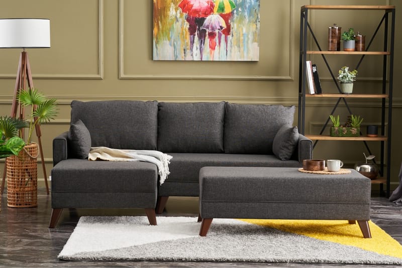 Sovesofa med Divan Burundi Mini Venstre - Antrasitt/Brun - Møbler - Sofaer - Sovesofaer - Sovesofa divan