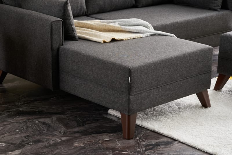 Sovesofa med Divan Burundi Mini Venstre - Antrasitt/Brun - Møbler - Sofaer - Sovesofaer - Sovesofa divan