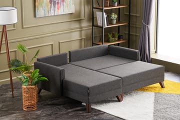 Sovesofa med Divan Burundi Mini Venstre - Antrasitt/Brun - Møbler - Sofaer - Sovesofaer - Sovesofa divan