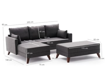 Sovesofa med Divan Burundi Mini Venstre - Antrasitt/Brun - Møbler - Sofaer - Sovesofaer - Sovesofa divan