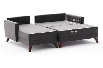 Sovesofa med Divan Burundi Mini Venstre - Antrasitt/Brun - Møbler - Sofaer - Sovesofaer - Sovesofa divan