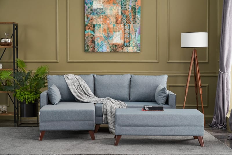 Sovesofa med Divan Burundi venstre - Blå / Brun - Møbler - Sofaer - Sovesofaer - Sovesofa divan