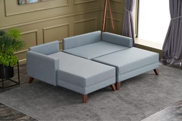 Sovesofa med Divan Burundi venstre - Blå / Brun - Møbler - Sofaer - Sovesofaer - Sovesofa divan