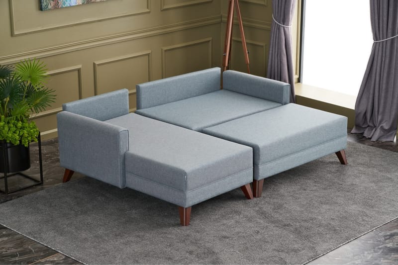 Sovesofa med Divan Burundi venstre - Blå / Brun - Møbler - Sofaer - Sovesofaer - Sovesofa divan