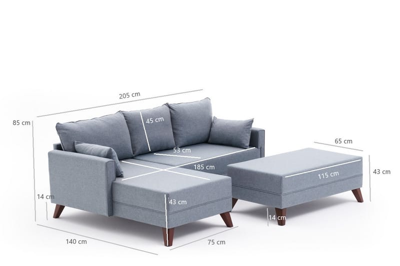 Sovesofa med Divan Burundi venstre - Blå / Brun - Møbler - Sofaer - Sovesofaer - Sovesofa divan