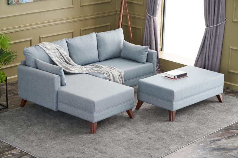 Sovesofa med Divan Burundi venstre - Blå / Brun - Møbler - Sofaer - Sovesofaer - Sovesofa divan