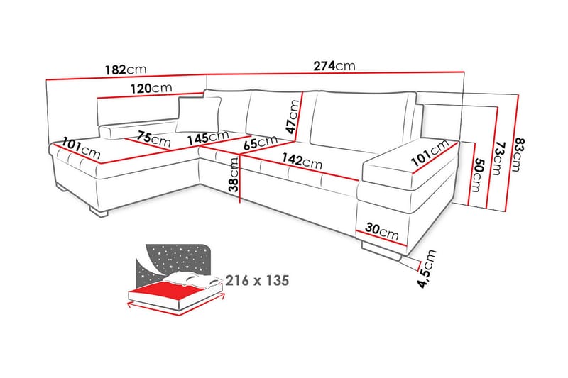 Sovesofa med divan - Grønn - Møbler - Sofaer - Sovesofaer - Sovesofa divan