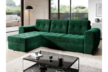 Sovesofa med divan - Grønn - Møbler - Sofaer - Sovesofaer - Sovesofa divan