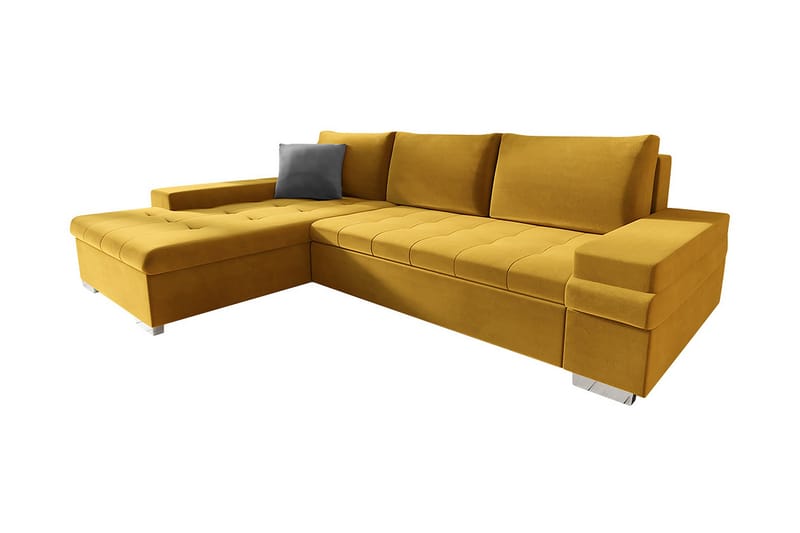 Sovesofa med divan - Gul - Sovesofa divan