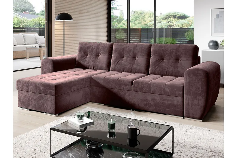 Sovesofa med divan - Lilla - Møbler - Sofaer - Sovesofaer - Sovesofa divan