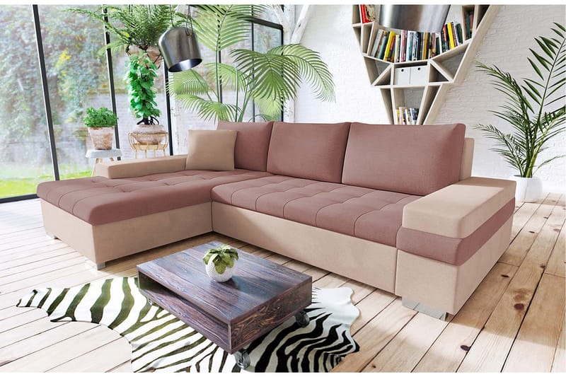 Sovesofa med divan - Rosa - Møbler - Sofaer - Sovesofaer - Sovesofa divan