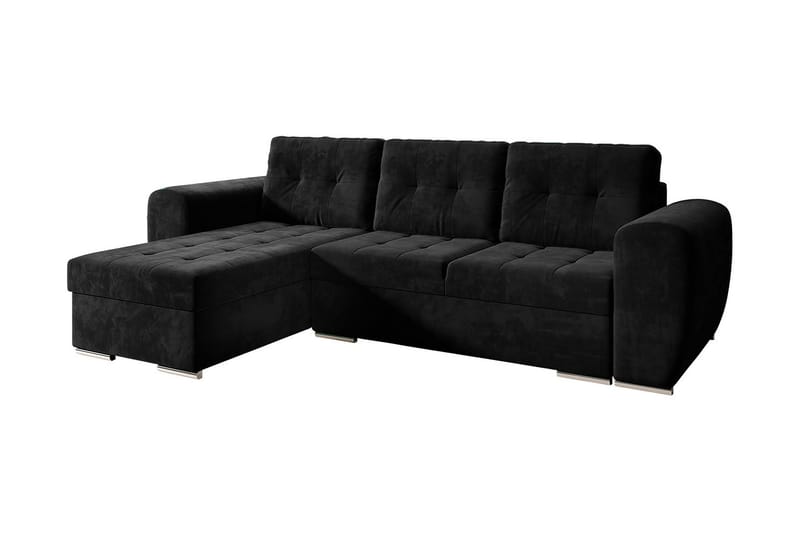 Sovesofa med divan - Svart - Fløyelssofaer - Sovesofa divan