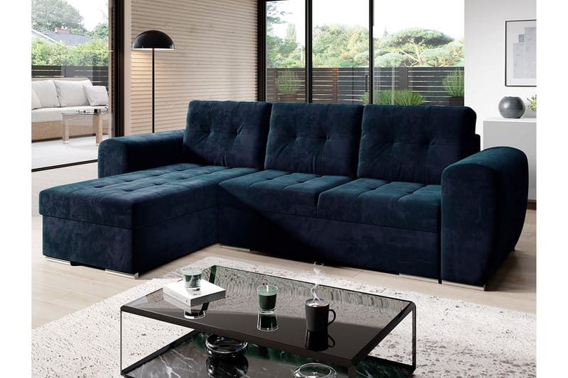 Sovesofa med divan - Svart - Møbler - Sofaer - Sovesofaer - Sovesofa divan