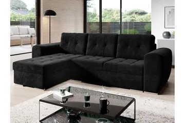 Sovesofa med divan - Svart - Møbler - Sofaer - Sovesofaer - Sovesofa divan