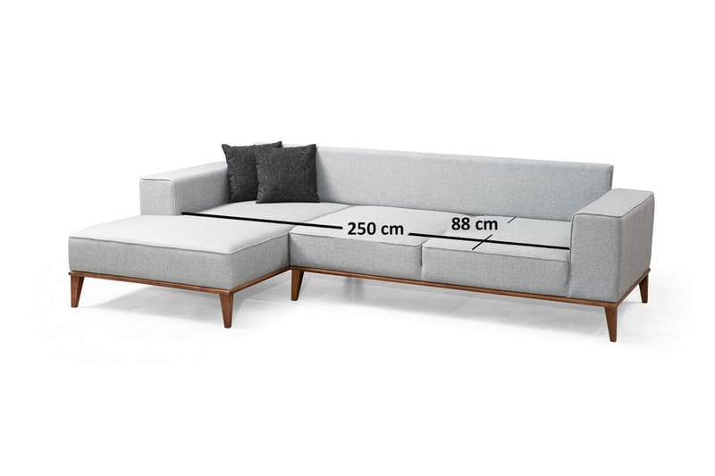 Sovesofa Niziolek med Divan Venstre - Grå - Møbler - Sofaer - Sovesofaer - Sovesofa divan