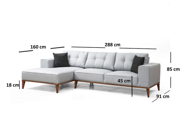 Sovesofa Niziolek med Divan Venstre - Grå - Møbler - Sofaer - Sovesofaer - Sovesofa divan