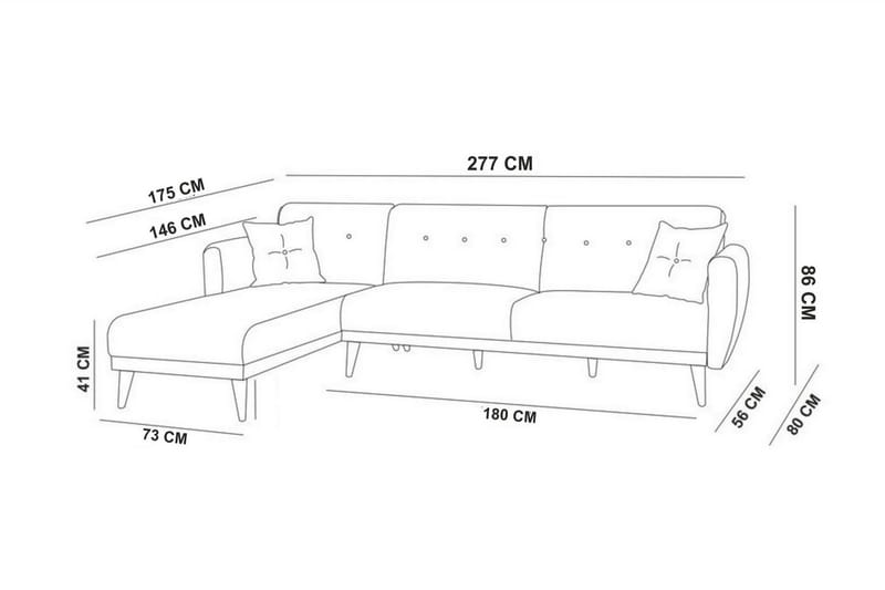 Sovesofa Tufford med Divan Høyre - Hvit - Sovesofa divan